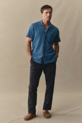 HAWTHORNE SS SHIRT Washed Indigo Crepe
