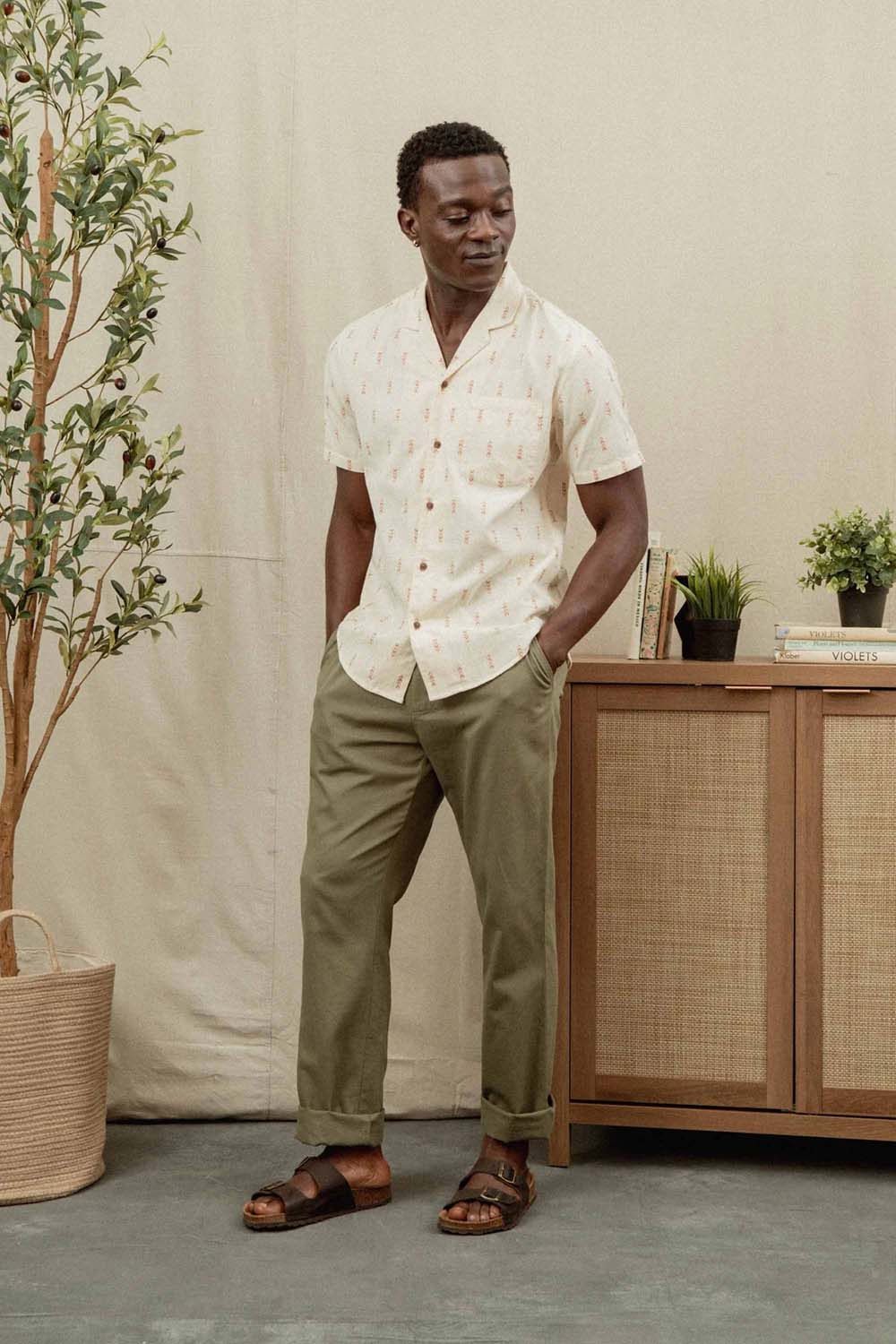 COLLINS SLIM SHIRT Dune Chevron