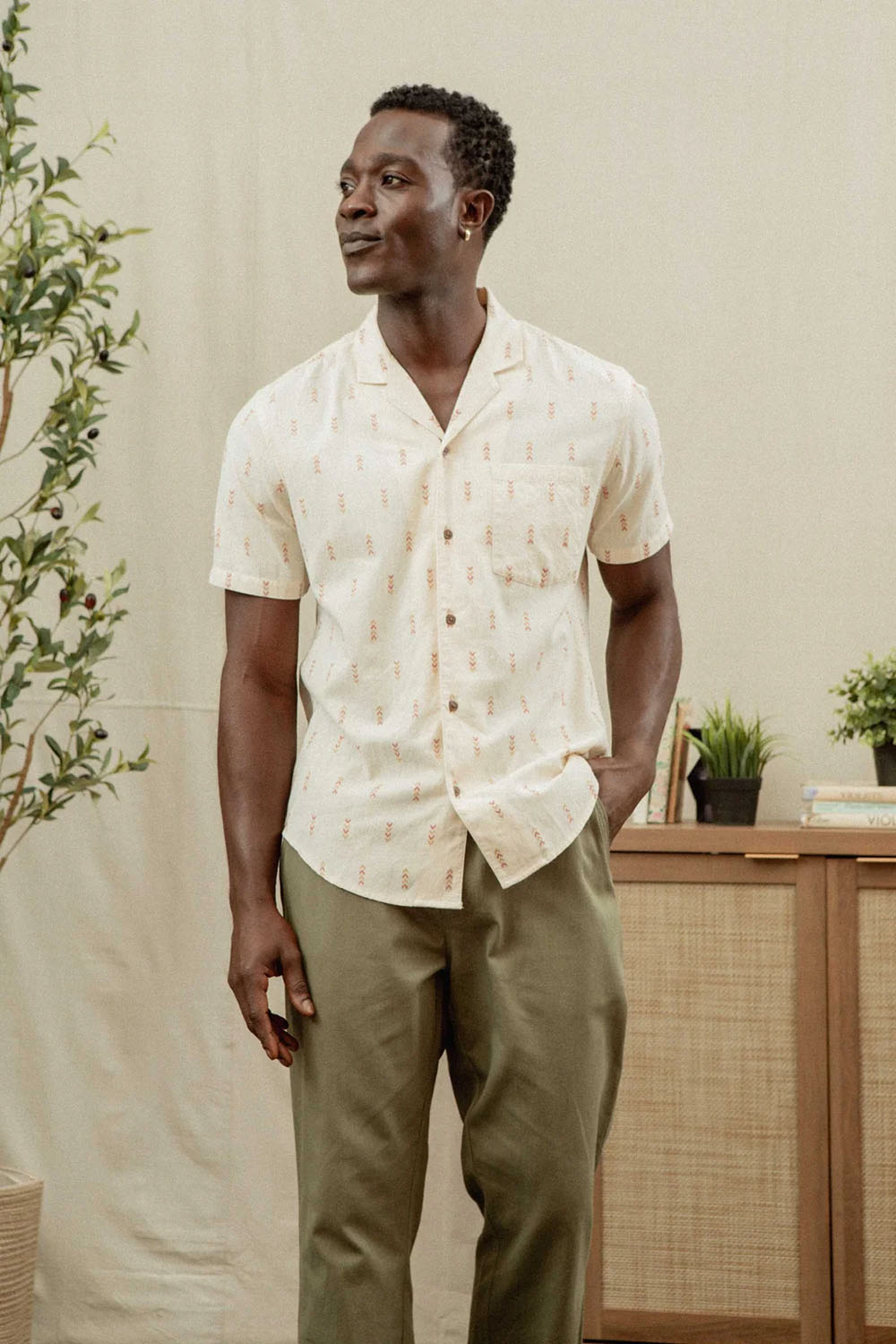 COLLINS SLIM SHIRT Dune Chevron