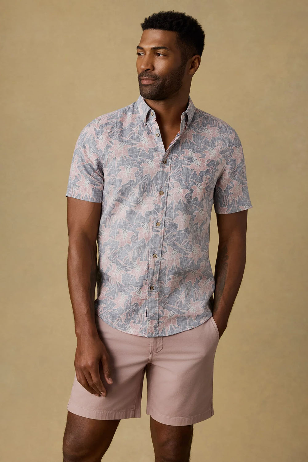 Breeze Shirt Navy Red Lotus