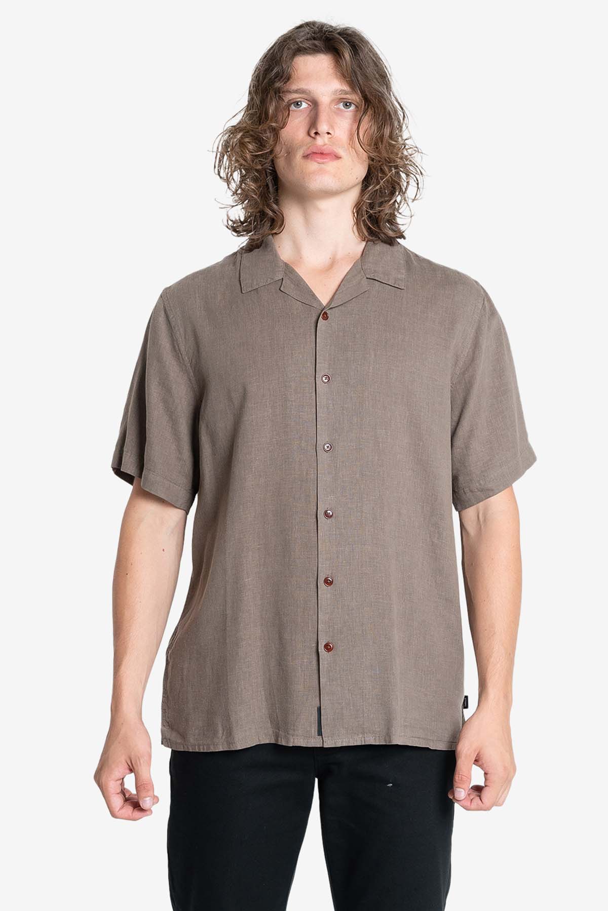 HEMP MINIMAL THRILLS BOWLING SHIRT Light Canteen