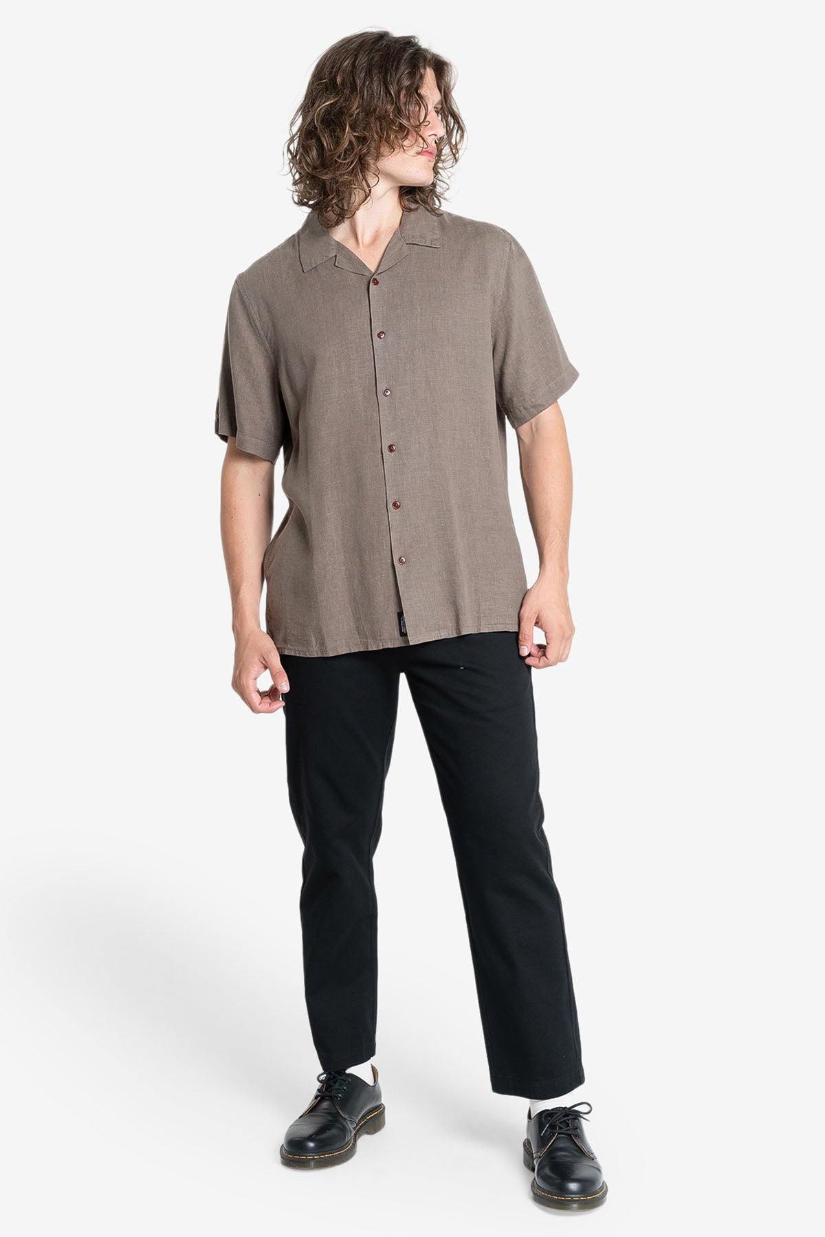 HEMP MINIMAL THRILLS BOWLING SHIRT Light Canteen