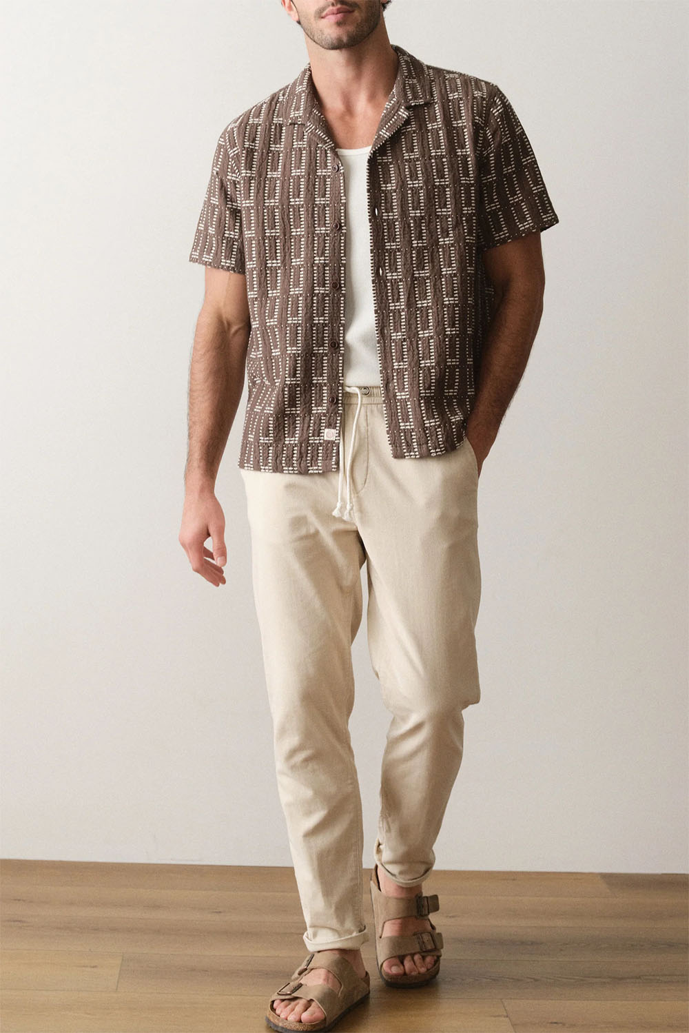 DOBBY RESORT SHIRT Brown